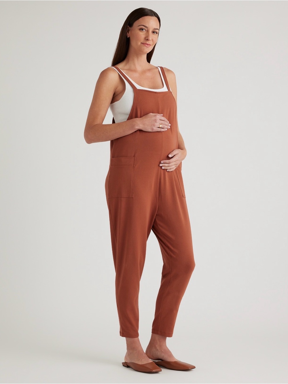 Quince Maternity Rust Jumpsuit Overalls - Women's Relaxed Fit